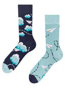 Bamboo Regular Socks Paper Planes & Clouds
